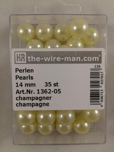 Perles champagne 14 mm. 35 p.